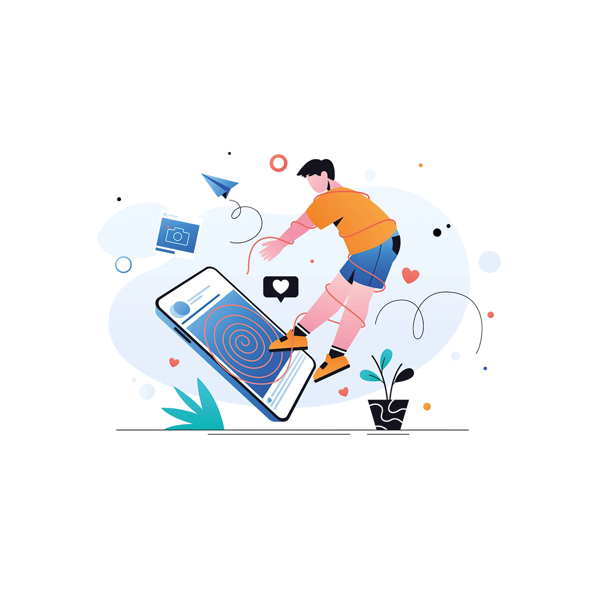 Simboli di social media e pubblicità online per campagne marketing