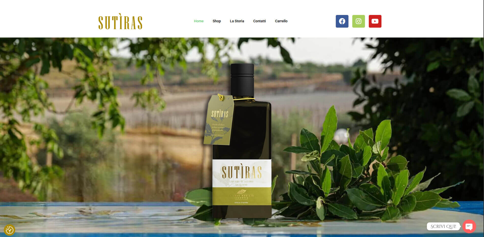 Immagine del sito Sutìras.it (liquore alloro siciliano), realizzato con SEO localizzata per mercati veneti